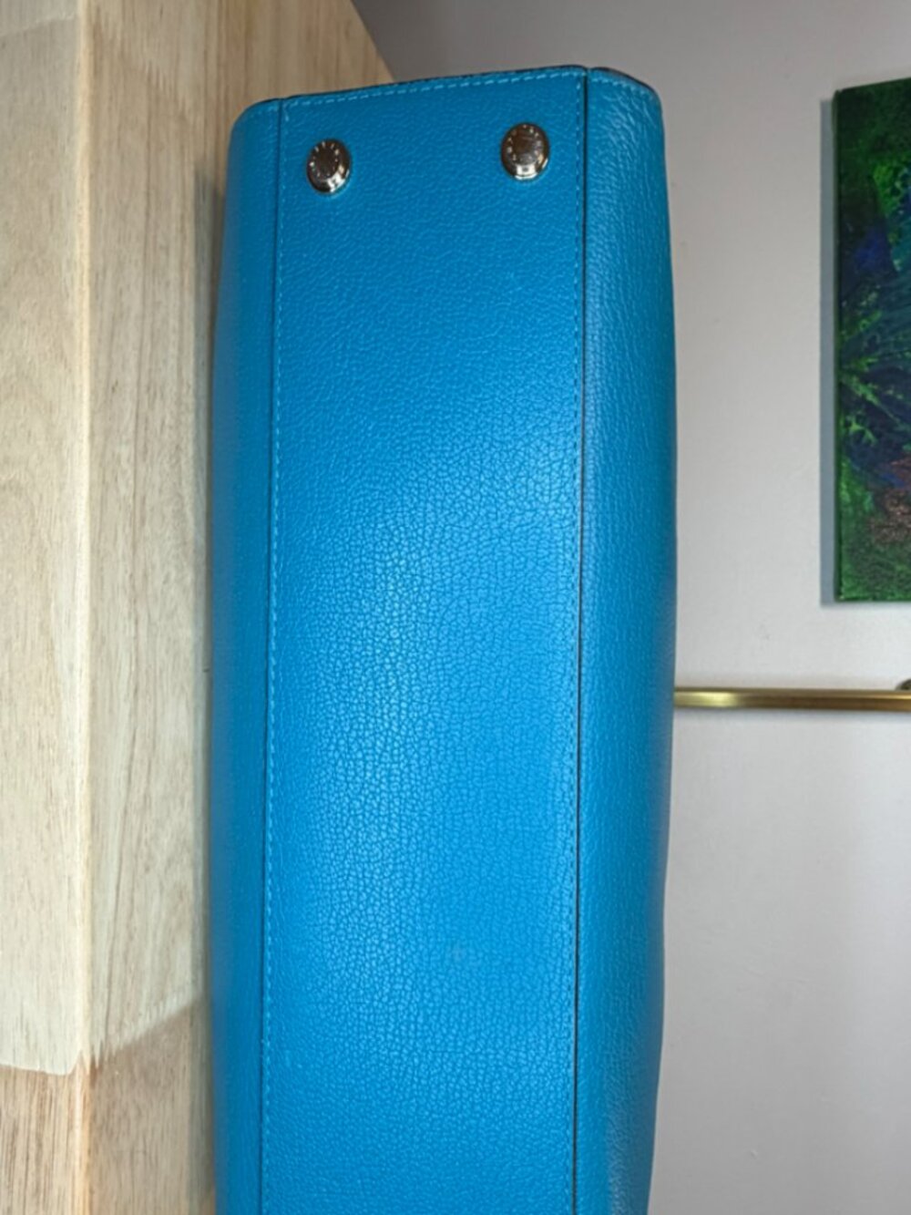 henri bendel Carlyle Satchel Turquoise Leather Crossbody Bag EUC - Picture 5 of 7